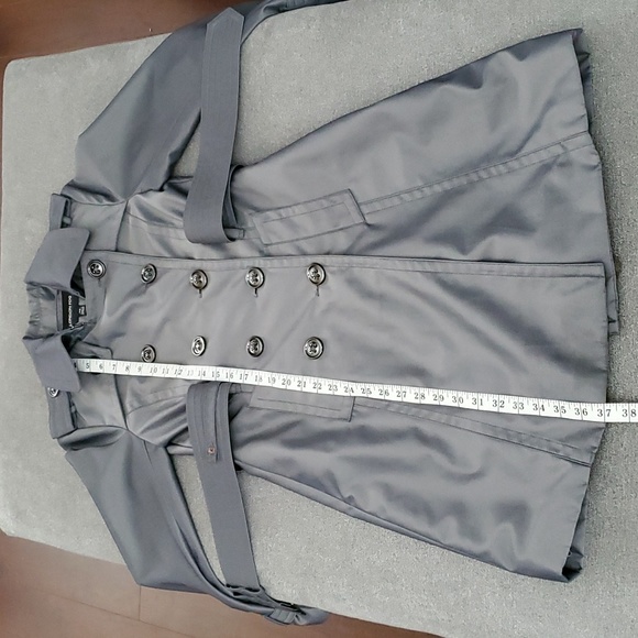 🆕️LONDON FOG Metallic Gray Water Resistant Double Breasted Trench Coat SIZE: PS - Picture 13 of 16